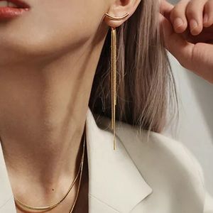 NEW 14k Gold Geometric Dangle Earrings in Gold